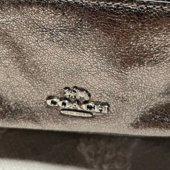 Coach Mini Charlie Backpack F35238 Metallic Gold Sparkle Crackle Leather - Picture 3 of 9